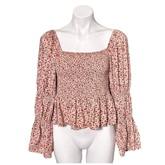 Indigo Rising Tops - Indigo Rising Floral Smocked Peasant Top Size X Large Pink
